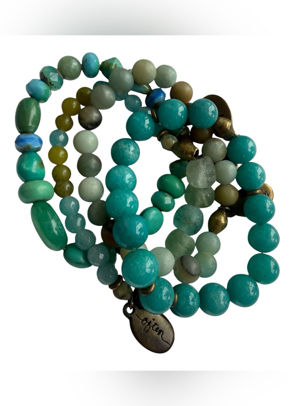 Turquoise Earth Tone Bracelet Set 4 Pieces Jade Jasper Boho Southwest